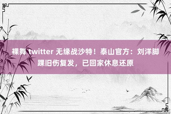 裸舞 twitter 无缘战沙特!泰山官方:刘洋脚踝旧伤复发,已回家休息还原