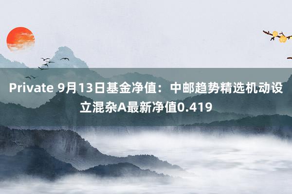 Private 9月13日基金净值:中邮趋势精选机动设立混杂A最新净值0.419