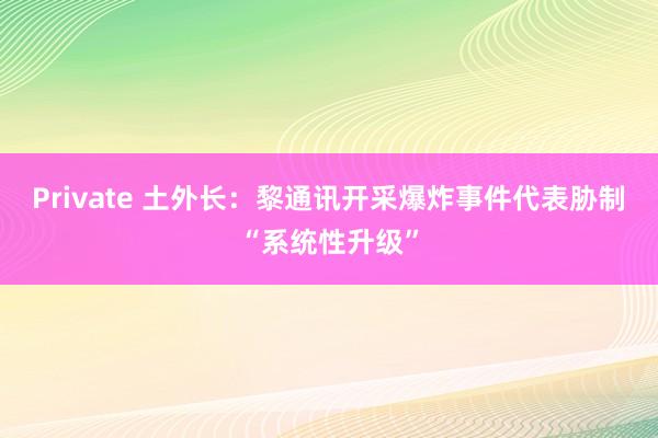 Private 土外长:黎通讯开采爆炸事件代表胁制“系统性升级”