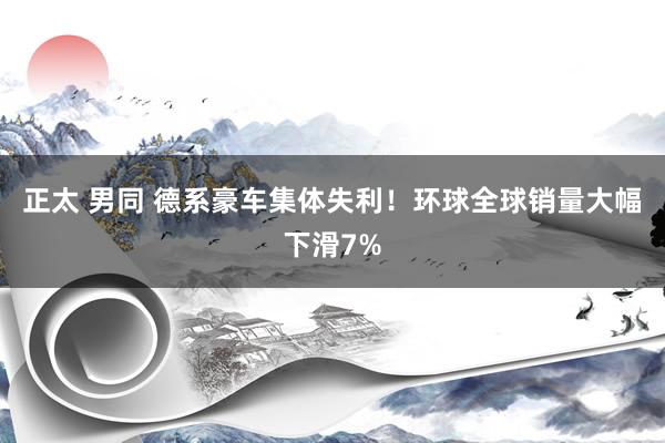 正太 男同 德系豪车集体失利!环球全球销量大幅下滑7%