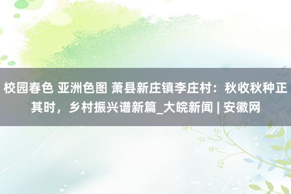 校园春色 亚洲色图 萧县新庄镇李庄村:秋收秋种正其时,乡村振兴谱新篇_大皖新闻 | 安徽网