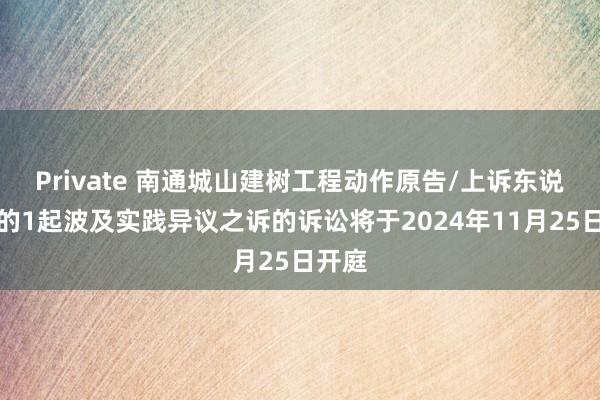 Private 南通城山建树工程动作原告/上诉东说念主的1起波及实践异议之诉的诉讼将于2024年11月25日开庭