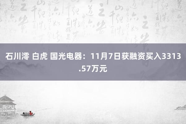 石川澪 白虎 国光电器:11月7日获融资买入3313.57万元