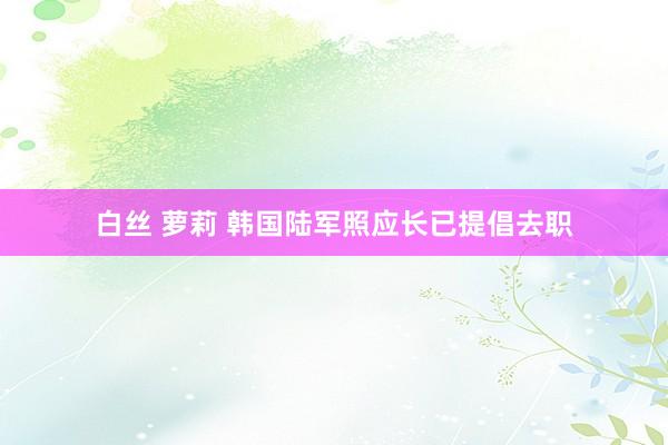 白丝 萝莉 韩国陆军照应长已提倡去职
