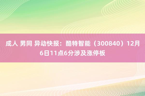 成人 男同 异动快报：酷特智能（300840）12月6日11点6分涉及涨停板