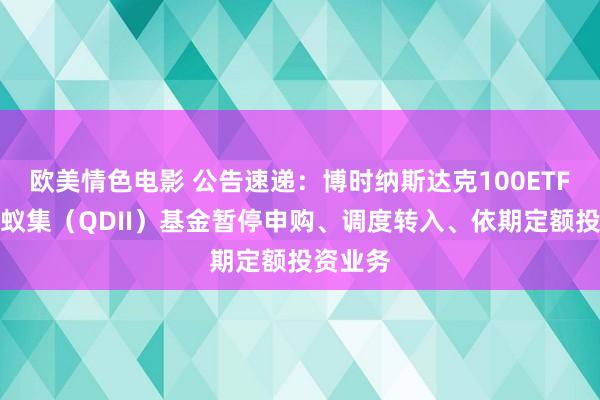 欧美情色电影 公告速递：博时纳斯达克100ETF发起式蚁集（QDII）基金暂停申购、调度转入、依期定额投资业务