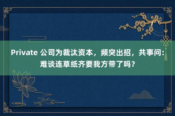 Private 公司为裁汰资本，频突出招，共事问：难谈连草纸齐要我方带了吗？