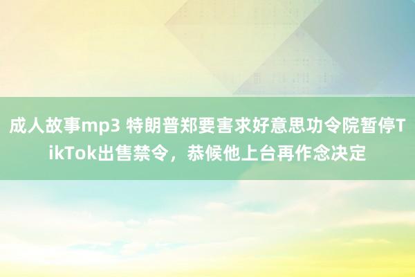 成人故事mp3 特朗普郑要害求好意思功令院暂停TikTok出售禁令，恭候他上台再作念决定