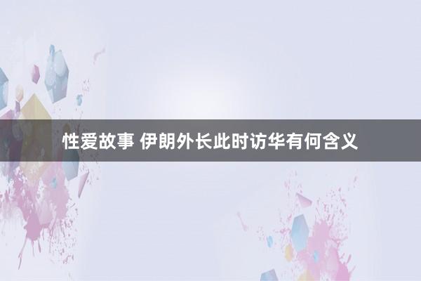 性爱故事 伊朗外长此时访华有何含义