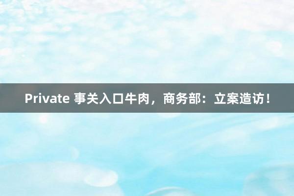 Private 事关入口牛肉,商务部:立案造访!