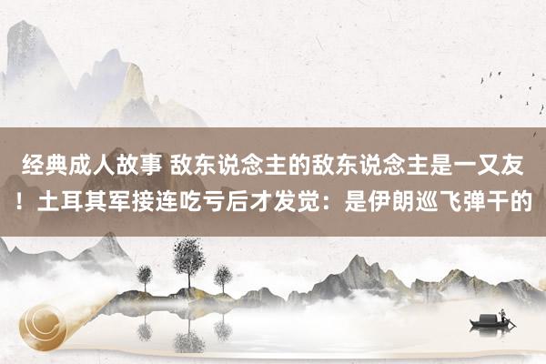 经典成人故事 敌东说念主的敌东说念主是一又友！土耳其军接连吃亏后才发觉：是伊朗巡飞弹干的