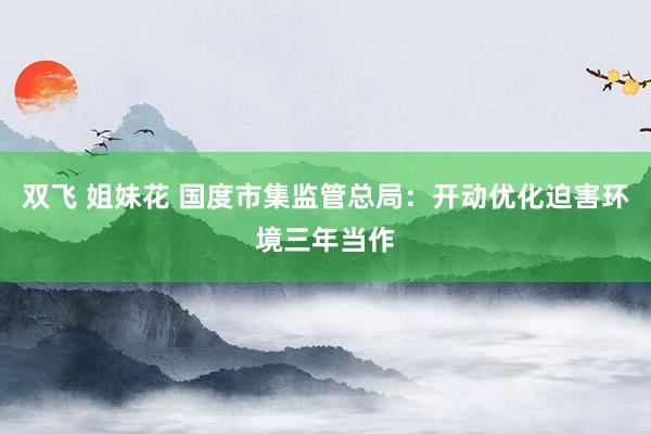 双飞 姐妹花 国度市集监管总局：开动优化迫害环境三年当作