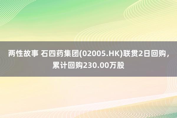 两性故事 石四药集团(02005.HK)联贯2日回购，累计回购230.00万股