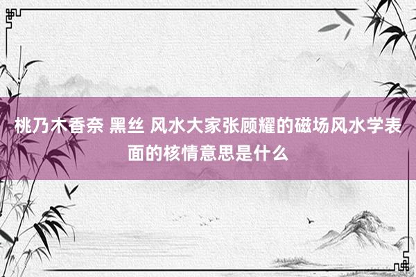 桃乃木香奈 黑丝 风水大家张顾耀的磁场风水学表面的核情意思是什么