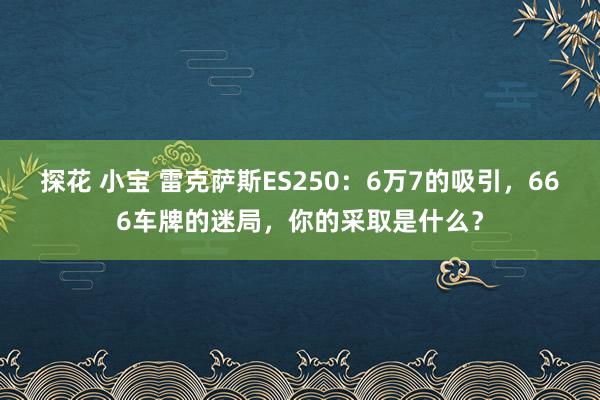 探花 小宝 雷克萨斯ES250：6万7的吸引，666车牌的迷局，你的采取是什么？