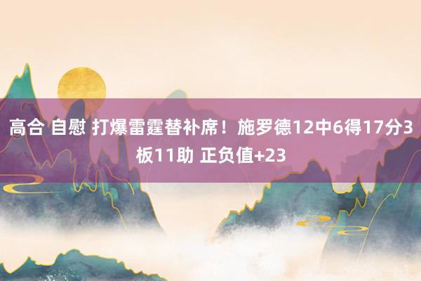 高合 自慰 打爆雷霆替补席！施罗德12中6得17分3板11助 正负值+23