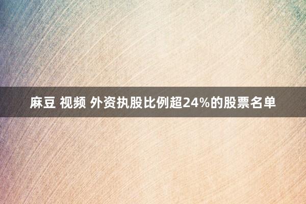 麻豆 视频 外资执股比例超24%的股票名单
