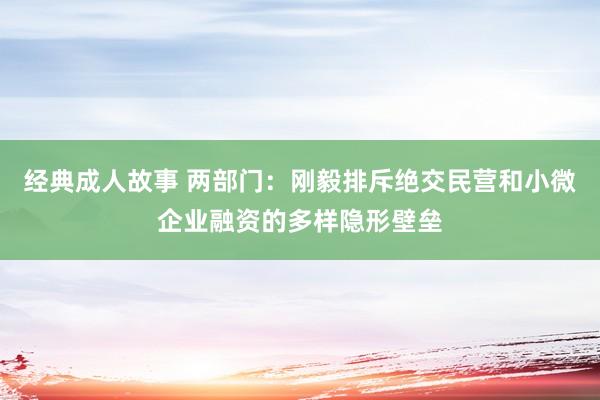 经典成人故事 两部门：刚毅排斥绝交民营和小微企业融资的多样隐形壁垒