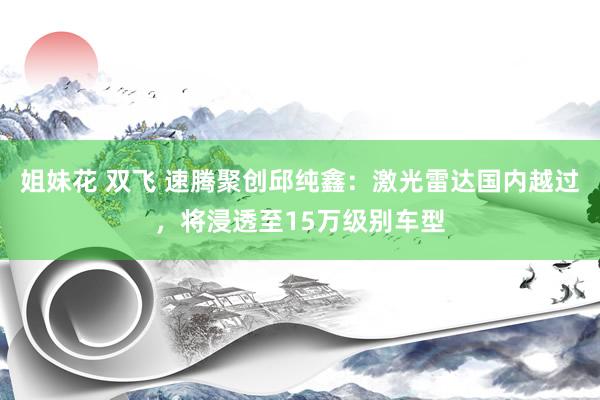 姐妹花 双飞 速腾聚创邱纯鑫：激光雷达国内越过，将浸透至15万级别车型