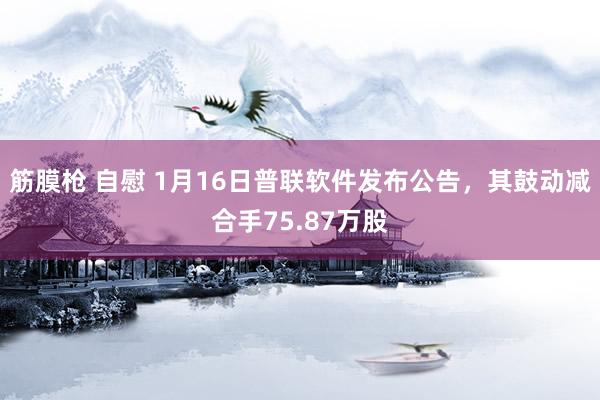 筋膜枪 自慰 1月16日普联软件发布公告，其鼓动减合手75.87万股