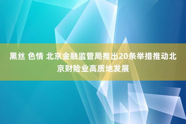 黑丝 色情 北京金融监管局推出20条举措推动北京财险业高质地发展