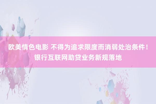欧美情色电影 不得为追求限度而消弱处治条件！银行互联网助贷业务新规落地