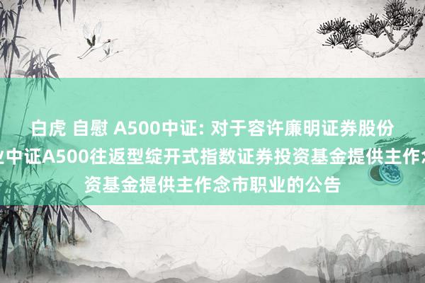 白虎 自慰 A500中证: 对于容许廉明证券股份有限公司为兴业中证A500往返型绽开式指数证券投资基金提供主作念市职业的公告