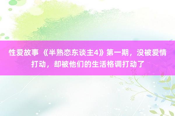 性爱故事 《半熟恋东谈主4》第一期，没被爱情打动，却被他们的生活格调打动了