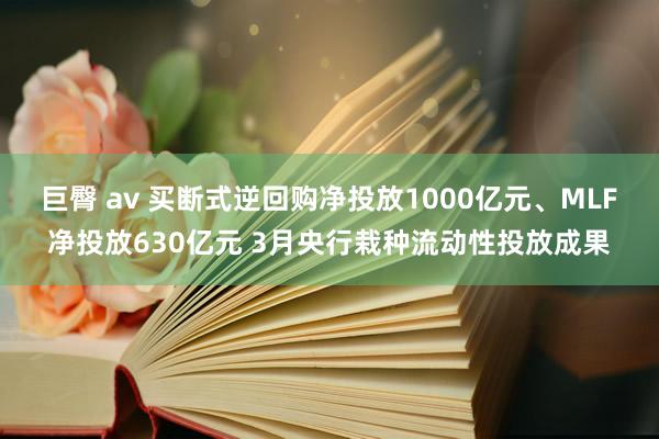 巨臀 av 买断式逆回购净投放1000亿元、MLF净投放630亿元 3月央行栽种流动性投放成果