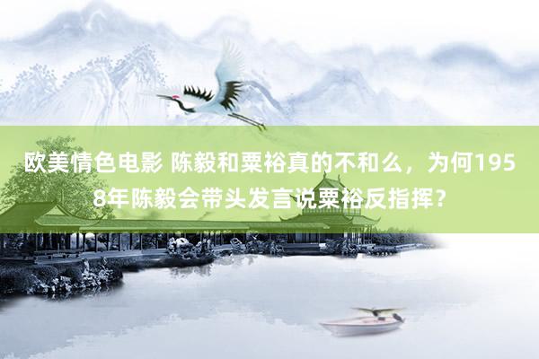 欧美情色电影 陈毅和粟裕真的不和么，为何1958年陈毅会带头发言说粟裕反指挥？