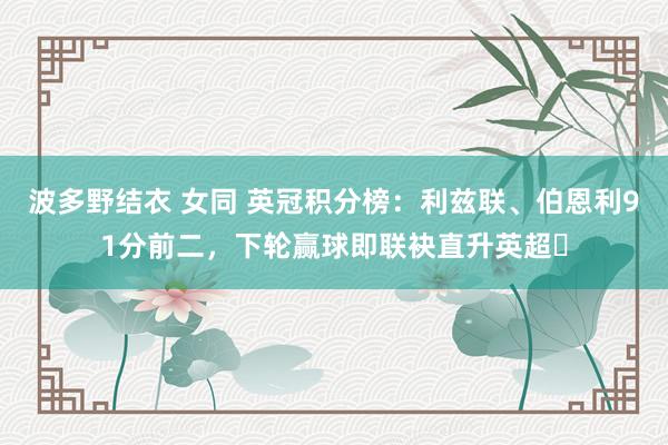 波多野结衣 女同 英冠积分榜：利兹联、伯恩利91分前二，下轮赢球即联袂直升英超⏫