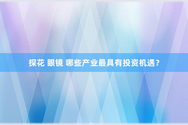 探花 眼镜 哪些产业最具有投资机遇？