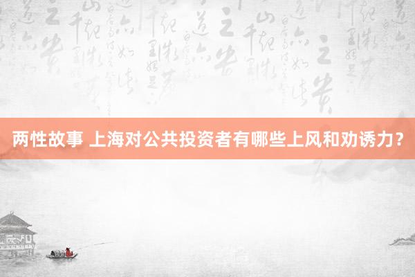 两性故事 上海对公共投资者有哪些上风和劝诱力？