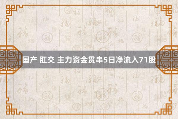 国产 肛交 主力资金贯串5日净流入71股