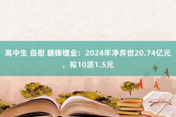 高中生 自慰 赣锋锂业：2024年净弃世20.74亿元，拟10派1.5元