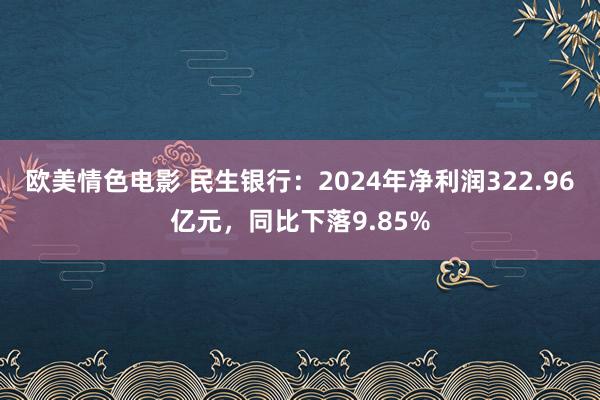 欧美情色电影 民生银行：2024年净利润322.96亿元，同比下落9.85%