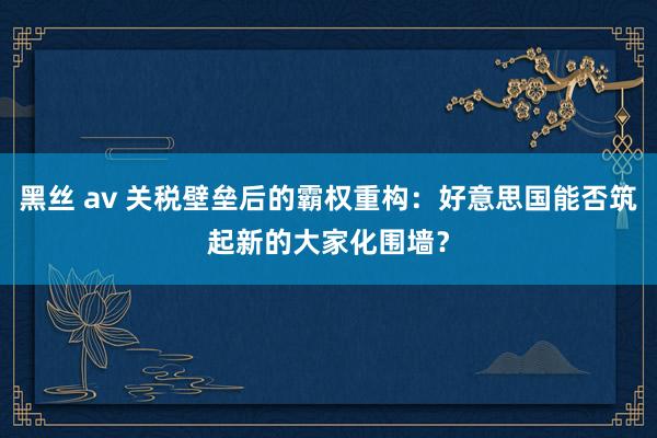 黑丝 av 关税壁垒后的霸权重构：好意思国能否筑起新的大家化围墙？